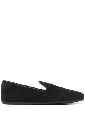 Prada triangle-logo suede loafers - Black