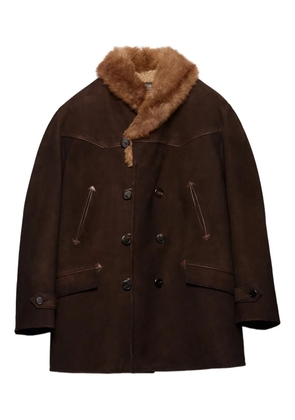 Prada shearling-collar suede jacket - Brown