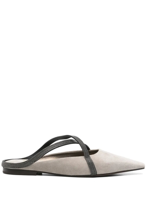 Brunello Cucinelli Monili-chain slippers - Grey