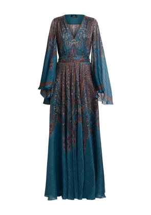 ETRO paisley-print bell-sleeve maxi dress - Blue