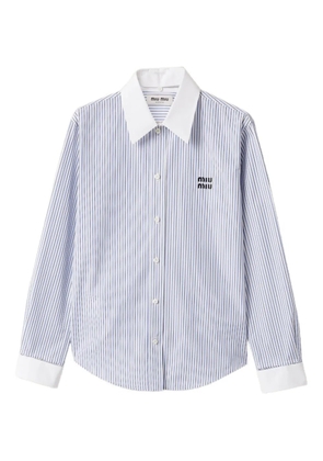 Miu Miu striped logo-embroidered shirt - Blue