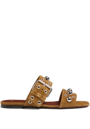 Valentino Garavani Nellcôte leather flat sandals - Brown