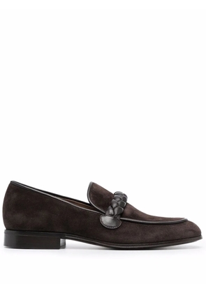 Gianvito Rossi Massimo braid-embellished suede loafers - Brown