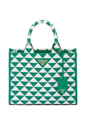 Prada small Symbole embroidered tote bag - Green