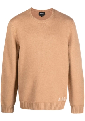 A.P.C. Edward logo-intarsia wool jumper - Brown