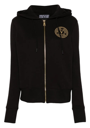 Versace Jeans Couture logo-embroidered zip-up hoodie - Black