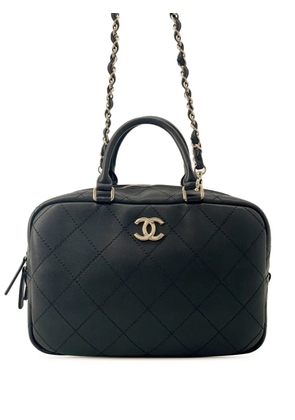 CHANEL Pre-Owned 2021-2025 CC Calfskin Diamond Stitched Top Handle Bowling Bag satchel - Black