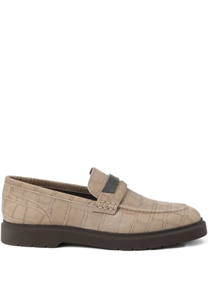 Brunello Cucinelli leather loafers - Neutrals