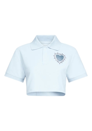 AREA crystal-embellished cropped polo - Blue
