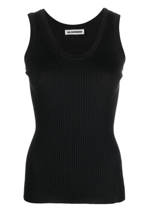 Jil Sander logo-embroidered ribbed top - Black