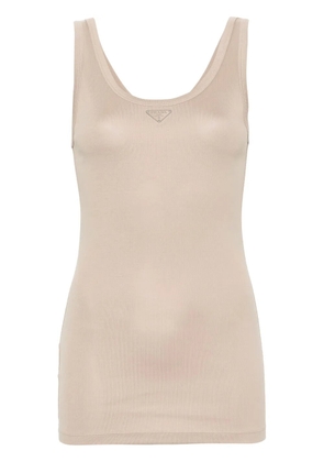 Prada triangle-logo ribbed tank top - Neutrals