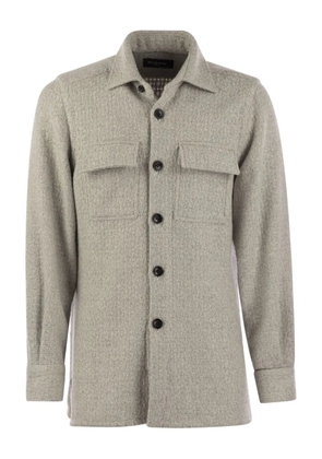 Kiton patch-pockets buttoned cashmere shirt jacket - Grey