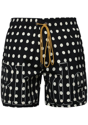 RHUDE polka-dot logo-print swim shorts - Black