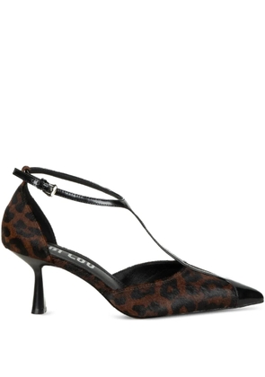 Bibi Lou 75mm t-strap leopard boots - Brown