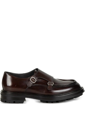 Neil Barrett buckle leather monk shoes - Brown