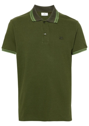 ETRO Pegaso-embroidered cotton polo shirt - Green