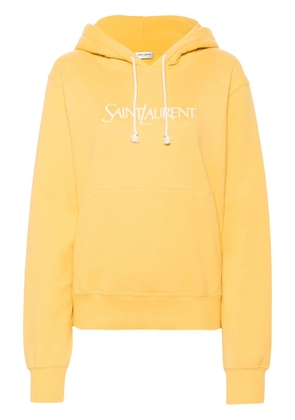 Saint Laurent logo-print cotton hoodie - Yellow