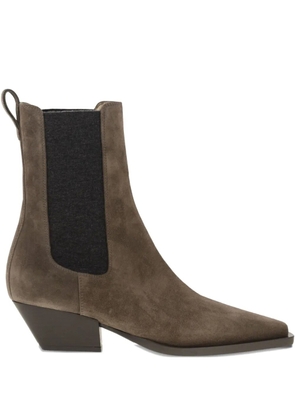 Brunello Cucinelli 45mm elastic-panel suede cowboy boots - Brown