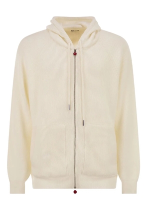 Kiton ribbed zip-up hoodie - Neutrals