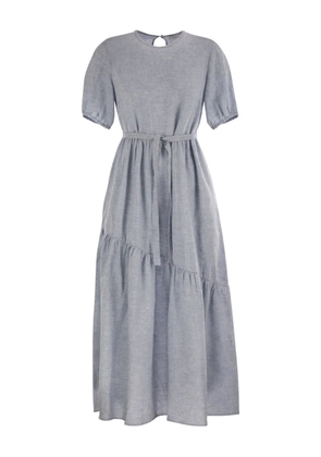 Peserico flounce belted linen dress - Blue