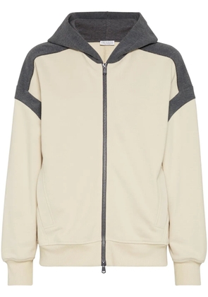 Brunello Cucinelli panelled hoodie - Neutrals