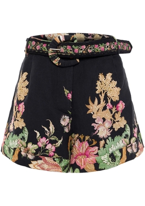 Hemant And Nandita floral-print cotton shorts - Black