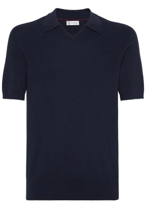 Brunello Cucinelli ribbed-knit polo jumper - Blue