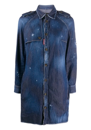 DSQUARED2 distressed finish button front shirt dress - Blue