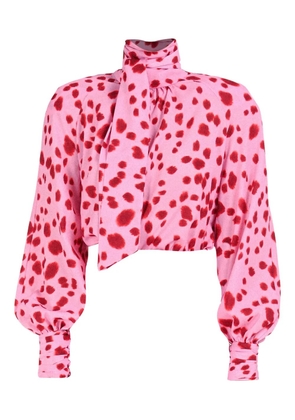 Rowen Rose bow neck dalmatian-pattern blouse - Pink