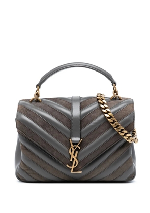 Saint Laurent Pre-Owned 2017 Medium Calfskin and Suede Chevron Monogram College satchel - Grey