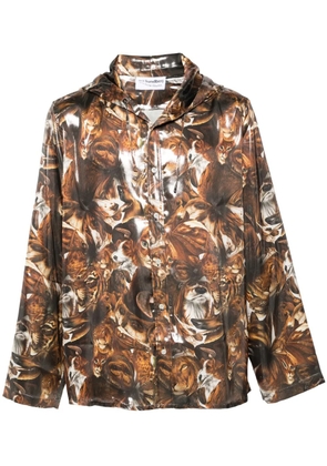 Acne Studios graphic-print hooded lightweight jacket - Brown