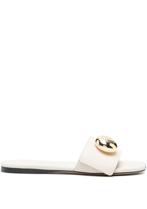 LOEWE leather circular-embellishment sandals - Neutrals