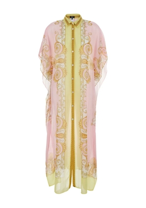 Versace buttoned baroque print dress - Pink