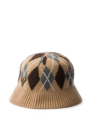 Prada argyle-knit bucket hat - Brown