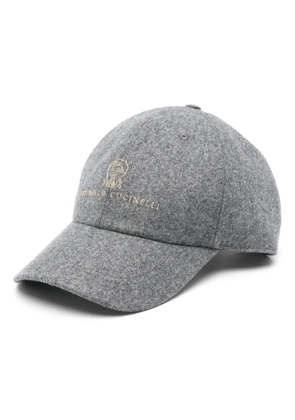 Brunello Cucinelli logo-embroidered mélange cap - Grey