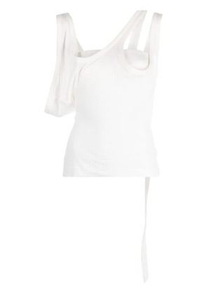The Attico asymmetric ribbed top - White
