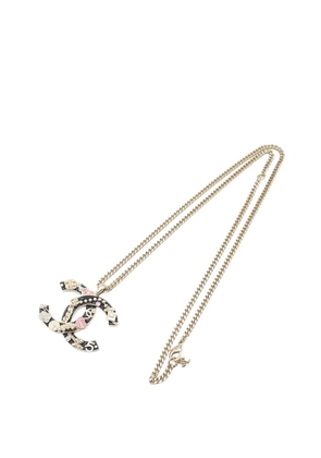 CHANEL Pre-Owned 2024 CC Gold Plated and Enamel Camellia Perfume Bag Icon Pendant Necklace costume necklace - Black
