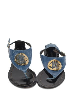 Roberto Cavalli croc-embossed logo sandals - Blue