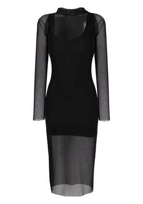 Alchemy semi-sheer high-neck midi dress - Black