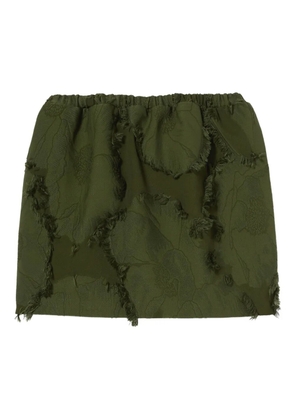 Gucci floral-jacquard frayed mini skirt - Green