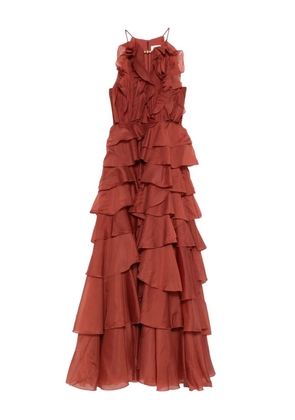Aje Cleo ruffled tiered maxi dress - Orange
