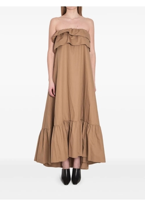 Saint Laurent ruffle-detail maxi dress - Neutrals
