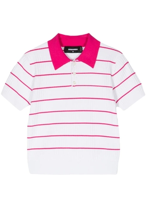 DSQUARED2 striped cropped polo top - White
