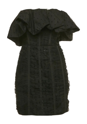 Self-Portrait flocked strapless mini dress - Black