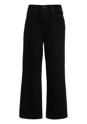 WARDROBE.NYC logo-patch cotton wide-leg jeans - Black