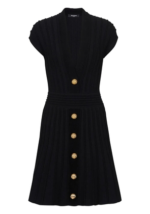 Balmain buttoned velvet mini dress - Black