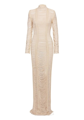 Balmain macramé-long-sleeves-maxi-dress - Neutrals