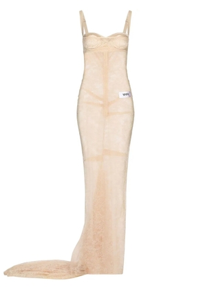 Dolce & Gabbana KIM DOLCE&GABBANA floral-lace maxi dress - Neutrals