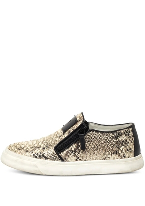 Giuseppe Zanotti Vintage python leather zipper sneakers - Neutrals