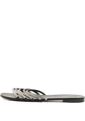 Giuseppe Zanotti Vintage crystal-embellished leather flat sandals - Black
